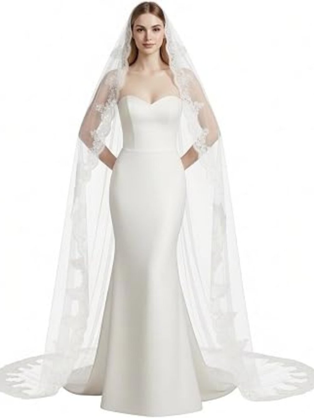 Cathedral Soft Tulle Lace Comb Bridal Veil